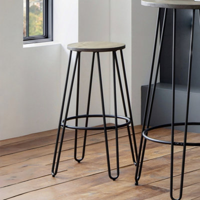 B&Q -  Set Of 2 Dalston Round Bar Stools