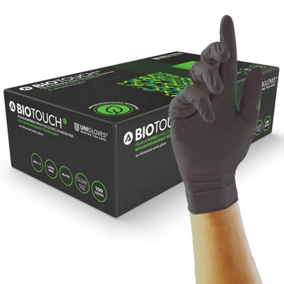 Unigloves Biotouch Black Biodegradable Nitrile Gloves - Extra Large - Image 3