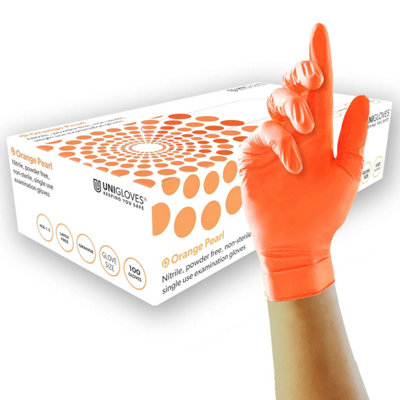 B&Q -  Orange Pearl Box Of 100 Nitrile Gloves