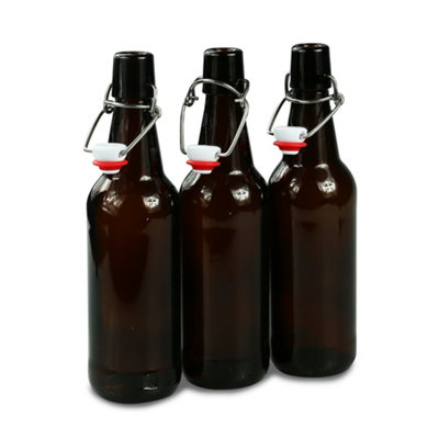 B&Q - 15 X 500Ml  Glass Amber Swing Top Bottles