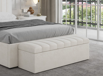  - Leo Cream Velvet Ottoman Bench