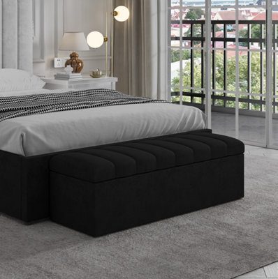  - Leo Black Velvet Ottoman Bench