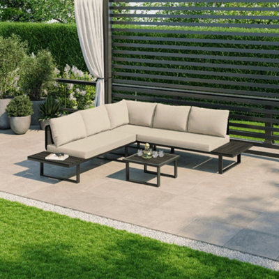 Naples Cream Aluminium 5 Seater Modular Corner Sofa Lounge Garden Set from B&Q
