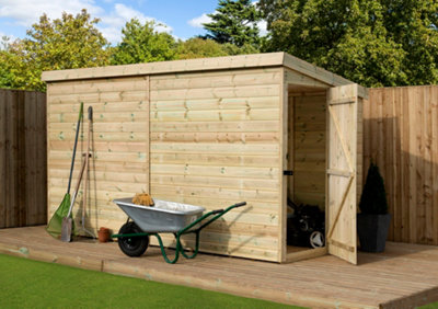 Empire Sheds Empire 2200 12X3 Pent Garden Shed With A Single Door On Right Side Panel - Green - Image 6