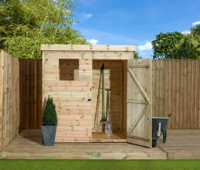 Empire Sheds Empire 1500 Pent 5X4 Pressure Treated Tongue And Groove Wooden Garden Shed Door Right (5' X 4' / 5Ft X 4Ft) (5X4) Green