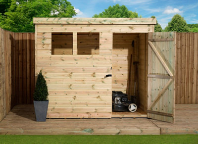 Empire Sheds Empire 1500  Pent 8X8 Pressure Treated Tongue And Groove Wooden Garden Shed Door Right (8' X 8' / 8Ft X 8Ft) (8X8)