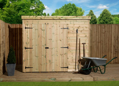 Empire Sheds Empire 4000  Pent 8X8 Pressure Treated Tongue And Groove Wooden Garden Shed Double Door Left (8' X 8' / 8Ft X 8Ft) (8X8)