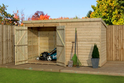 Empire Sheds Empire 4000  Pent 10X4 Pressure Treated Tongue And Groove Wooden Garden Shed Double Door Left (10' X 4' / 10Ft X 4Ft) (10X4) from B&Q