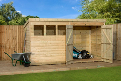 Empire Sheds Empire 4000  Pent 12X4 Double Door Right Windows from B&Q