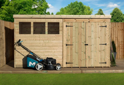 Empire Sheds Empire 4000  Pent 12X8 Double Door Right Windows from B&Q
