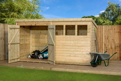 Empire Sheds Empire 4000  Pent 14X5 Double Door Leftwindows from B&Q