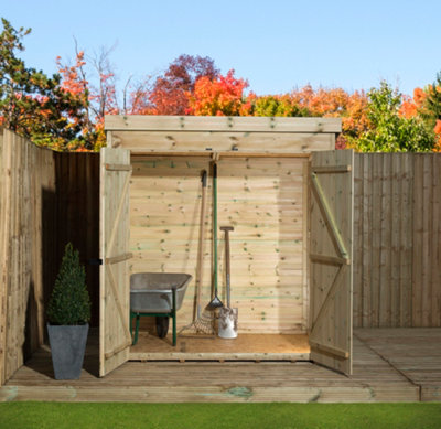 Empire Sheds Empire 5000  Pent 6X3 Pressure Treated Tongue And Groove Wooden Garden Shed Double Door Centre (6' X 3' / 6Ft X 3Ft) (6X3)