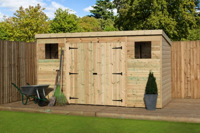 Empire Sheds Empire 5000  Pent 14X3 Double Door Centre Windows