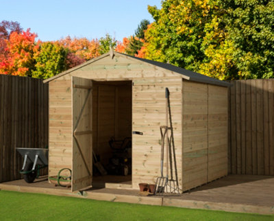 Empire Sheds Empire 9000 Premier Apex Shed 8X9 Pressure Treated Tongue And Groove Wooden Garden Shed (8' X 9' / 8Ft X 9Ft) (8X9)