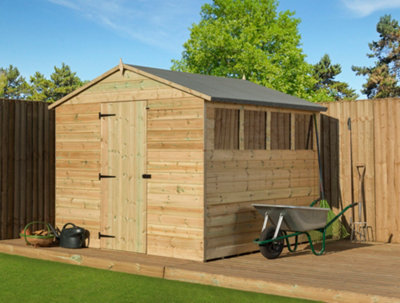 Empire Sheds Empire 9200 Premier Apex Shed Windows 8X8 Pressure Treated Tongue And Groove Wooden Garden Shed (8' X 8' / 8Ft X 8Ft) (8X8)