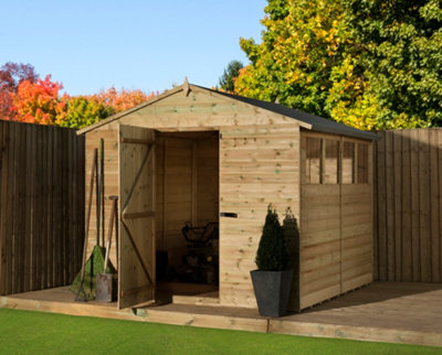 Empire Sheds Empire 9200 Premier Apex Shed Windows 8X9 Pressure Treated Tongue And Groove Wooden Garden Shed (8' X 9' / 8Ft X 9Ft) (8X9)-30727 