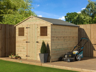 B&Q -  Empire 10000 Premier Apex Shed Windows 8X8 Pressure Treated Tongue And Groove Wooden Garden Shed (8' X 8' / 8Ft X 8Ft) (8X8)