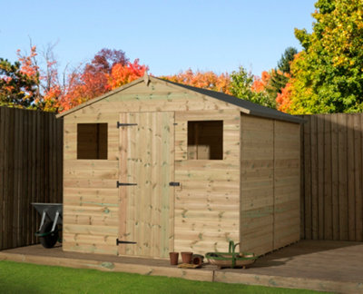 Empire Sheds Empire 10000 Premier Apex Shed Windows 8X9 Pressure Treated Tongue And Groove Wooden Garden Shed  (8' X 9' / 8Ft X 9Ft) (8X9)