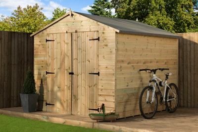 Empire Sheds Empire 9500 8X8 Premier Pressure Treated Tongue And Groove Wooden Garden Shed Apex Shed Double Door (8' X 8' / 8Ft X 8Ft) (8X8)