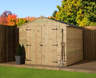 Empire Sheds Empire 9500 Premier Apex Shed Double Door 8X9 Pressure Treated Tongue And Groove Wooden Garden Shed  (8' X 9' / 8Ft X 9Ft) (8X9)