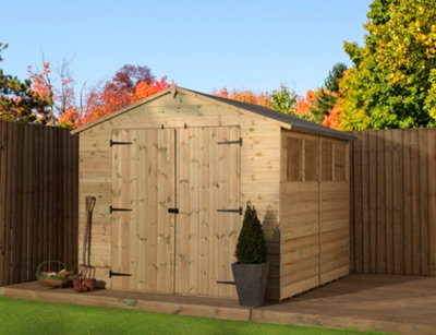 B&Q -  Empire 9800 Premier Apex Shed Double Door  Windows 8X10