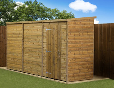 Empire Sheds Empire Modular Pent 12X4 Dipped Treated Tongue And Groove Wooden Garden Shed Single Door (12' X 4' / 12Ft X 4Ft) (12X4) from B&Q