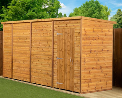 Empire Sheds Empire Modular Pent 14X4 Dipped Treated Tongue And Groove Wooden Garden Shed Single Door (14' X 4' / 14Ft X 4Ft) (14X4) from B&Q