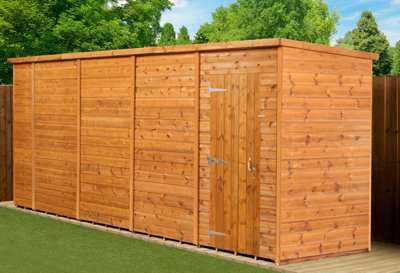 Empire Sheds Empire Modular Pent 18X4 Dipped Treated Tongue And Groove Wooden Garden Shed Single Door  (18' X 4' / 18Ft X 4Ft) (18X4)