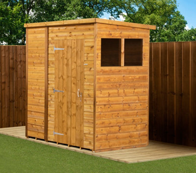 Empire Sheds Empire Modular Pent 6X4 Dipped Treated Tongue And Groove Wooden Garden Shed With Windows (6' X 4' / 6Ft X 4Ft) (6X4)