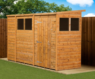 Empire Sheds Empire Modular Pent 10X4 Pressure Treated Tongue And Groove Wooden Garden Shed With Windows (10' X 4' / 10Ft X 4Ft) (10X4)