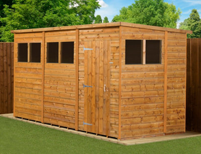 Empire Sheds Empire Modular Pent 12X6 Dipped Treated Tongue And Groove Wooden Garden Shed With Windows (12' X 6' / 12Ft X 6Ft) (12X6) from B&Q
