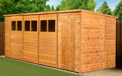 Empire Sheds Empire Modular Pent 18X6 Dipped Treated Tongue And Groove Wooden Garden Shed With Windows (18' X 6' / 18Ft X 6Ft) (18X6) from B&Q