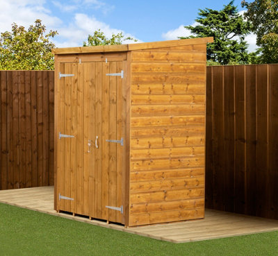 Empire Sheds Empire Modular Pent 4X4 Dipped Treated Tongue And Groove Wooden Garden Shed Double Door (4' X 4' / 4Ft X 4Ft) (4X4)