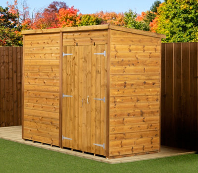 Empire Sheds Empire Modular Pent 8X4  Dipped Treated Tongue And Groove Wooden Garden Shed Double Door (8' X 4' / 8Ft X 4Ft) (8X4)