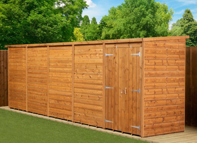 Empire Sheds Empire Modular Pent 20X4  Dipped Treated Tongue And Groove Wooden Garden Shed Double Door (20' X 4' / 20Ft X 4Ft) (20X4) from B&Q