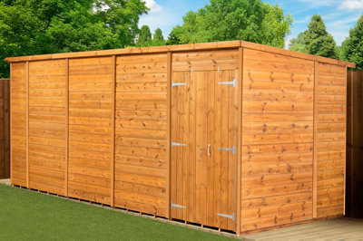 Empire Sheds Empire Modular Pent 18X6  Dipped Treated Tongue And Groove Wooden Garden Shed Double Door (18' X 6' / 18Ft X 6Ft) (18X6)