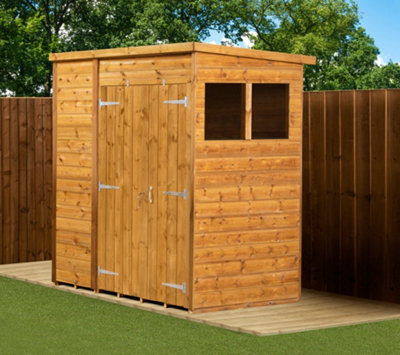 Empire Sheds Empire Modular Pent 6X4 Dipped Treated Tongue And Groove Wooden Garden Shed Double Door & Windows (6' X 4' / 6Ft X 4Ft) (6X4)