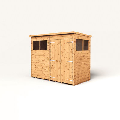 B&Q -  Empire Modular Pent 8X4  Double Door & Windows