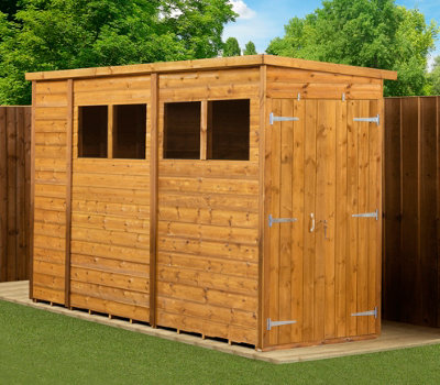 Empire Sheds Empire Modular Pent 10X4 Dipped Treated Tongue And Groove Wooden Garden Shed Double Door Windows (10' X 4' / 10Ft X 4Ft) (10X4) from B&Q