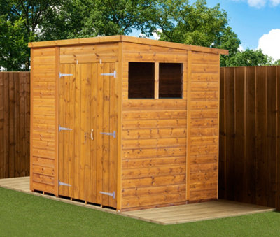 Empire Sheds Empire Modular Pent 6X6 Dipped Treated Tongue And Groove Wooden Garden Shed Double Door & Windows (6' X 6' / 6Ft X 6Ft) (6X6)