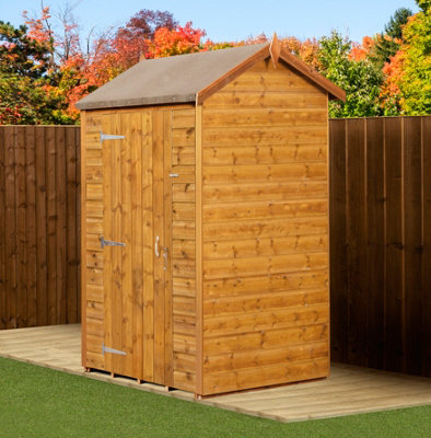 Empire Sheds Empire Modular Apex 4X4 Dipped Treated Tongue And Groove Wooden Garden Shed Single Door No Windows (4' X 4' / 4Ft X 4Ft) (4X4)