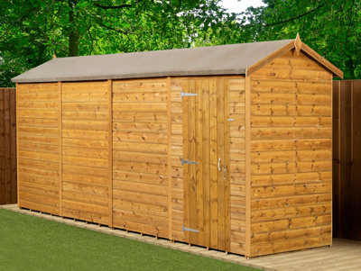 Empire Sheds Empire Modular Apex 4X16 Dipped Treated Tongue And Groove Wooden Garden Shed Single Door No Windows (4' X 16' / 4Ft X 16Ft) (4X16) from B&Q