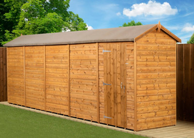Empire Sheds Empire Modular Apex 4X20 Dipped Treated Tongue And Groove Wooden Garden Shed Single Door  (4' X 20' / 4Ft X 20Ft) (4X20) from B&Q