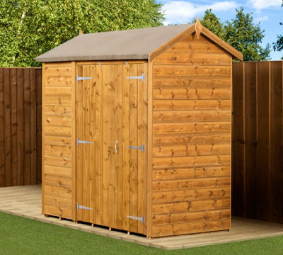 Empire Sheds Empire Modular Apex 4X6 Dipped Treated Tongue And Groove Wooden Garden Shed Double Door (4' X 6' / 4Ft X 6Ft) (4X6)