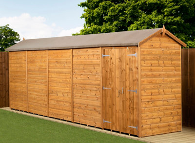 Empire Sheds Empire Modular Apex 4X20 Dipped Treated Tongue And Groove Wooden Garden Shed Double Door (4' X 20' / 4Ft X 20Ft) (4X20)