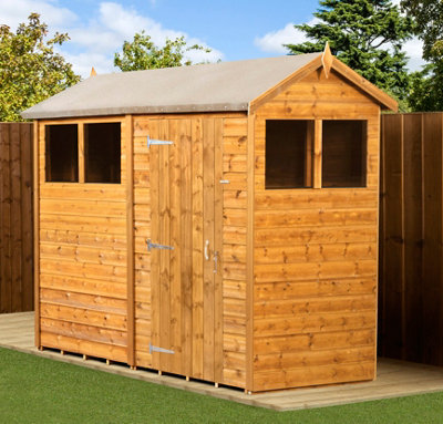 Empire Sheds Empire Modular Apex 4X8 Windows Dipped Treated Tongue And Groove Wooden Garden Shed (4' X 8' / 4Ft X 8Ft) (4X8)