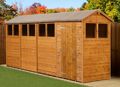 Empire Sheds Empire Modular Apex 4X16 Dipped Treated Tongue And Groove Wooden Garden Shed Windows (4' X 16' / 4Ft X 16Ft) (4X16)