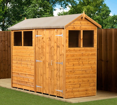 Empire Sheds Empire Modular Apex 4X8 Dipped Treated Tongue And Groove Wooden Garden Shed Double Door Windows (4' X 8' / 4Ft X 8Ft) (4X8)