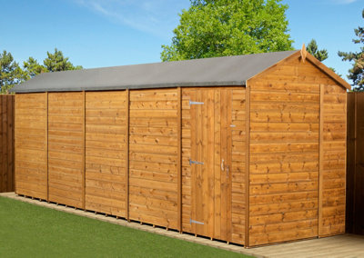 Empire Sheds Empire Modular Apex 6X20 Dipped Treated Tongue And Groove Wooden Garden Shed Single Door No Windows (6' X 20' / 6Ft X 20Ft) (6X20) from B&Q