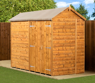 Empire Sheds Empire Modular Apex 6X8 Dipped Treated Tongue And Groove Wooden Garden Shed Double Door (6' X 8' / 6Ft X 8) (6X8)